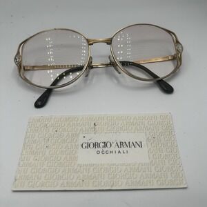 Vintage Giorgio Armani Eyeglasses 206 703 55 17 Gold Oval Frame Italy‎ w/ Case